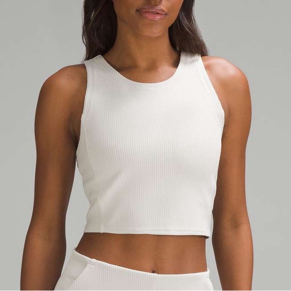 Lululemon Ribbed Softstreme Cropped White Tank Top Size 8 - Picture 1 of 8